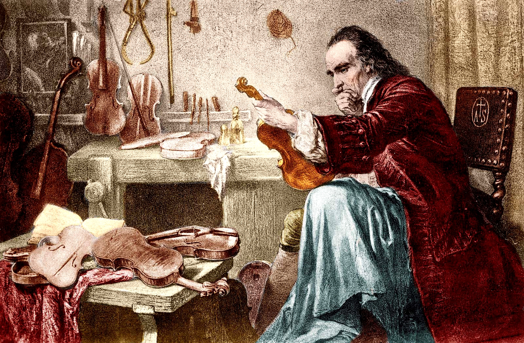 Antonio Stradivari nella sua bottega